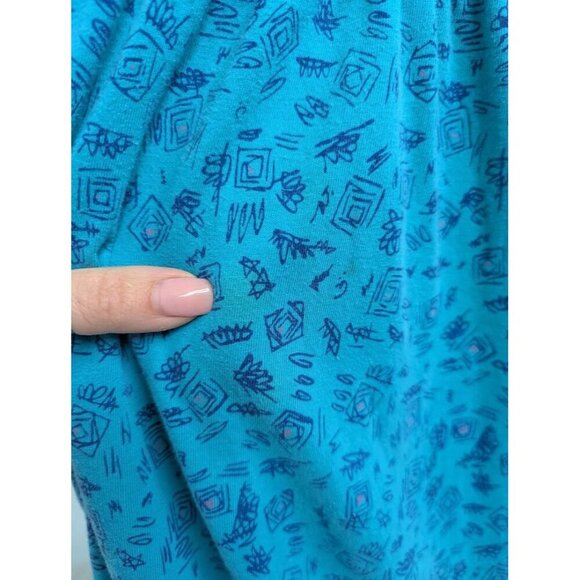 H.C. Ellicot womens sz small 1990s shirt dress whimsical print teal blue pink C4 - Picture 4 of 11